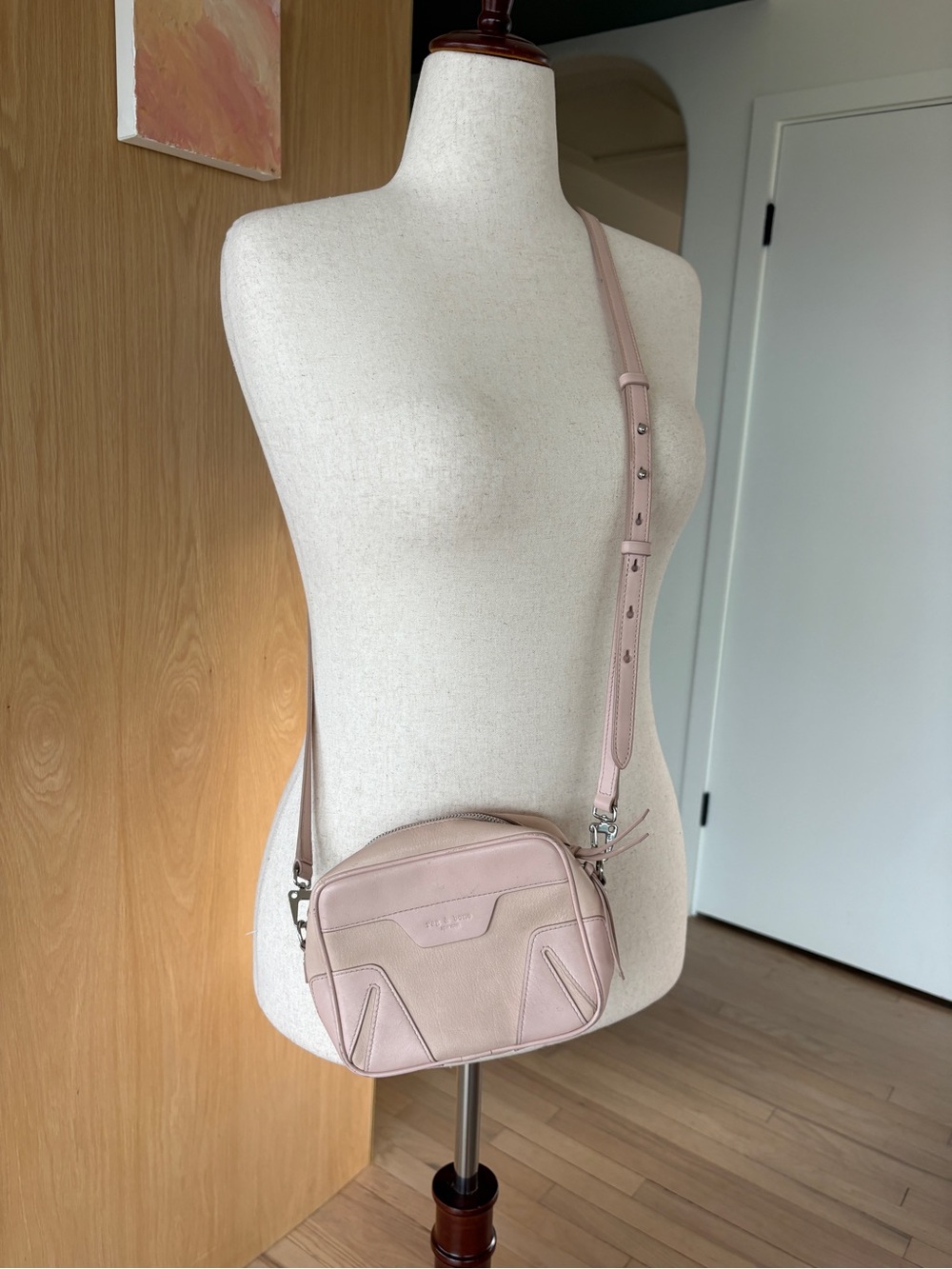 rag & bone Blush Pink Pebbled Leather Crossbody Camera Bag